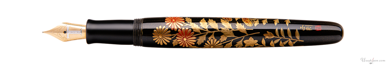 Danitrio Yamato Cockroach and Chrysanthemum on Black Maki-E on Hanryo Fountain Pen