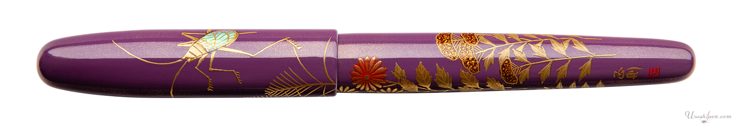 Danitrio Yamato Cockroach and Chrysanthemum on Purple Maki-E on Hanryo Fountain Pen